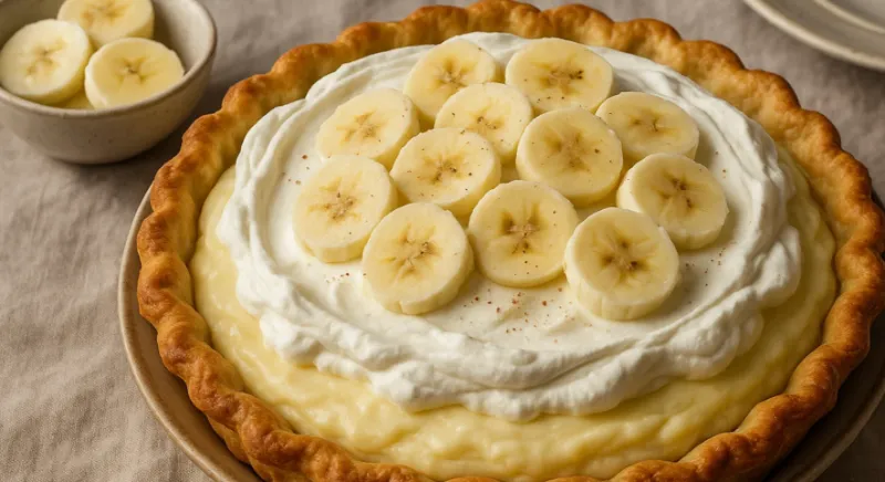 Banana cream pie proves that comfort food can be elegant.